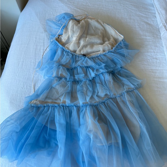 Blue Frilly Ruffle The Bar Dress Baby Blue Size 6 - Picture 2 of 3